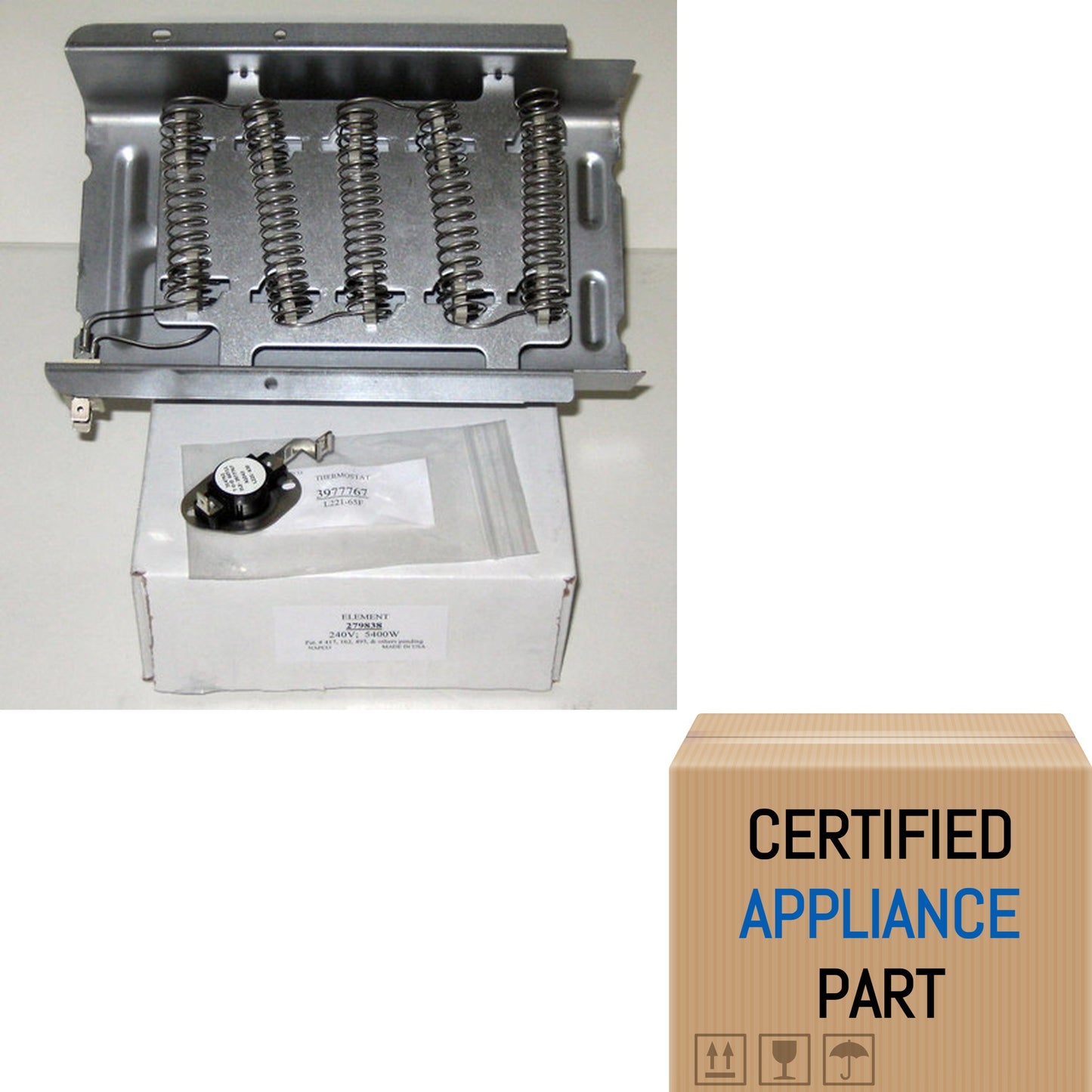 A6 W67K 279838 Dryer Element & 3977767 Thermostat for Crosley Kenmore Roper